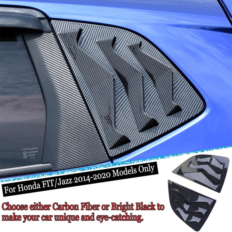 MUXEE 2Pcs Rear Side Window Louvers Air Vent Scoop Shades Cover Blinds Trim for Honda Fit/Jazz 2014 2015 2016 2017 2018 2019 2020 - ABS Carbon Fiber Sport Interior Accessories - Image 4